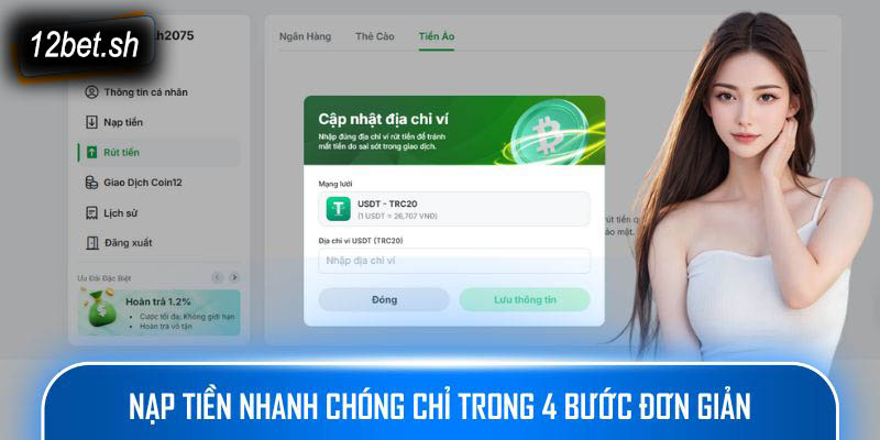  Hướng dẫn nạp tiền 12bet nhanh chóng chỉ trong 4 bước đơn giản